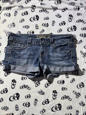 Truly Madly Denim Roll-Cuff Jean Shorts - Distressed Blue